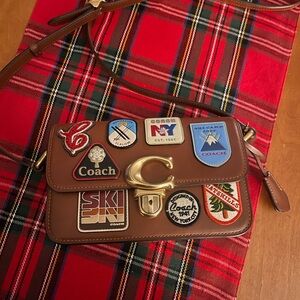 Coach Brown Crossbody Bag with Colorful Patches